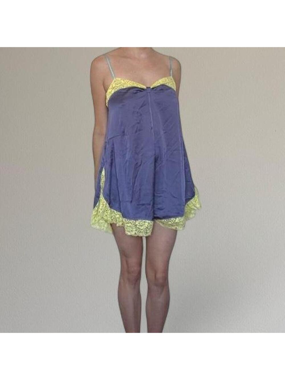 Free People satin color-block romper. Size M.